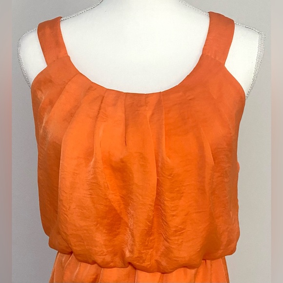 City Triangles Womens M Solid Orange Silk Sleeveless Dress Preppy Classic - Picture 3 of 15